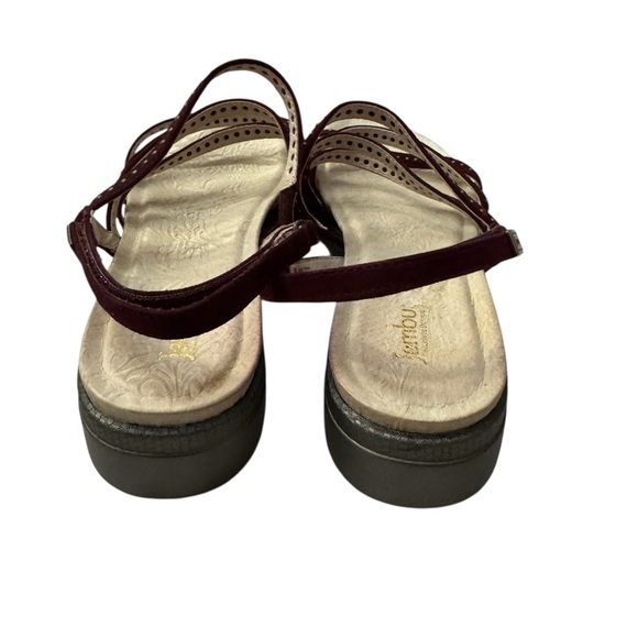 Jambu Burgundy Studded Strappy Wedge Sandals 11 - Picture 7 of 11